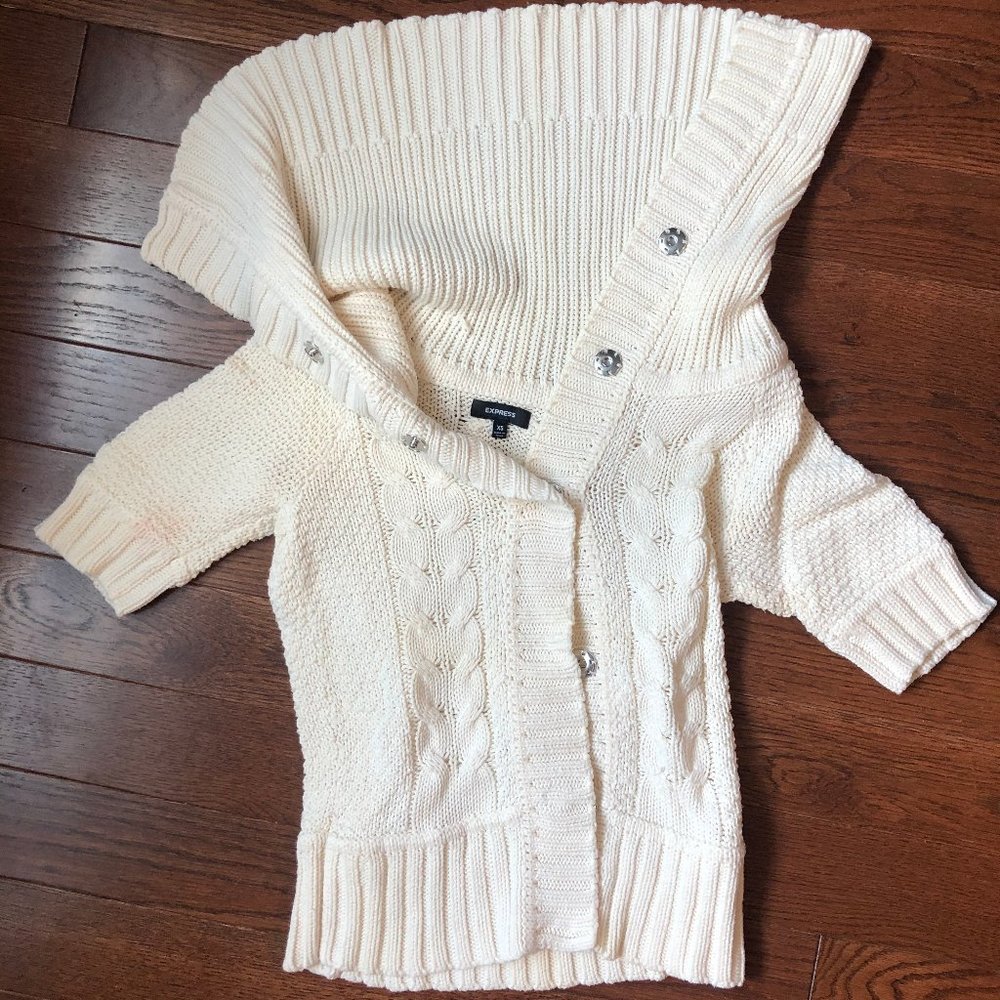 Cream Express Chunky 1/2 Sleeve Sweater, XS